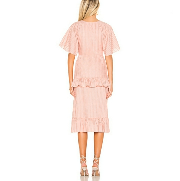 Tularosa Everly Dress in Blush Midi Ruffle - Picture 2 of 8